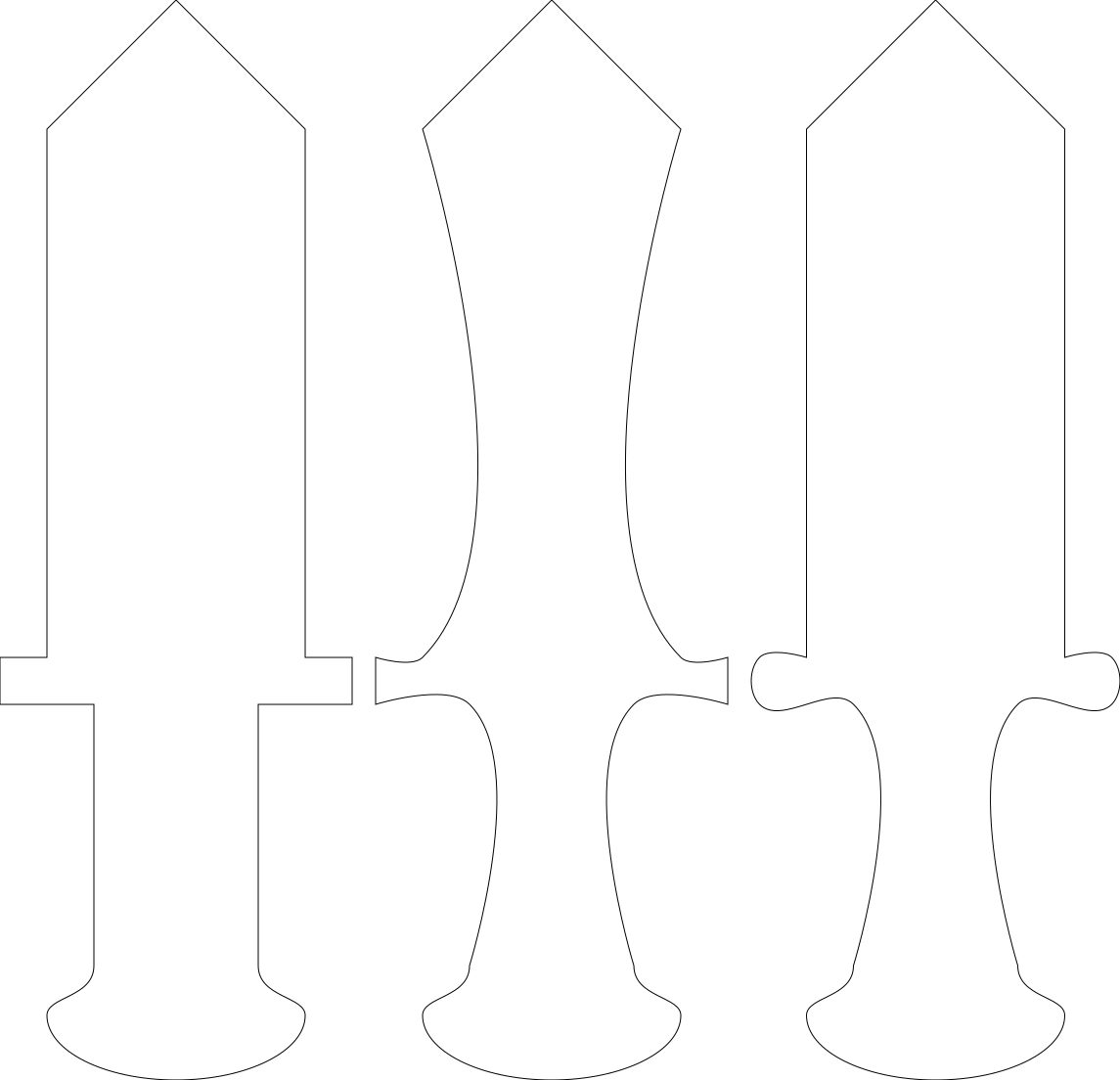 three daggers outlined